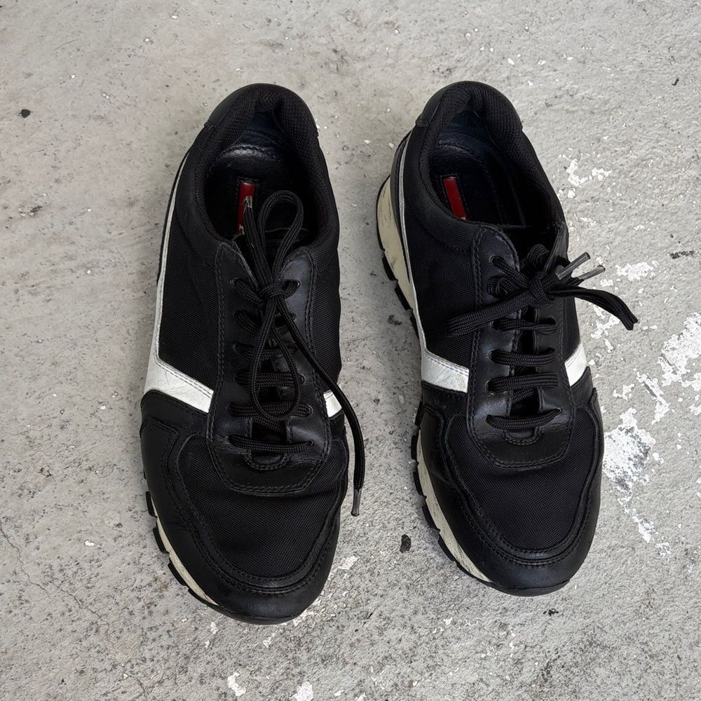 Prada sport nylon leather trim sneakers